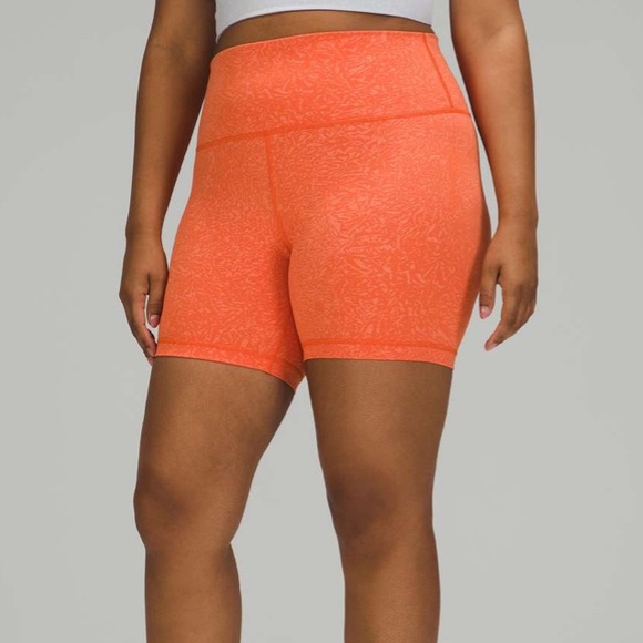 LULULEMON NWT WUNDER TRAIN HIGH RISE BIKE SHORT 6” CRUNCH WARM CORAL 0 14 - Picture 4 of 8